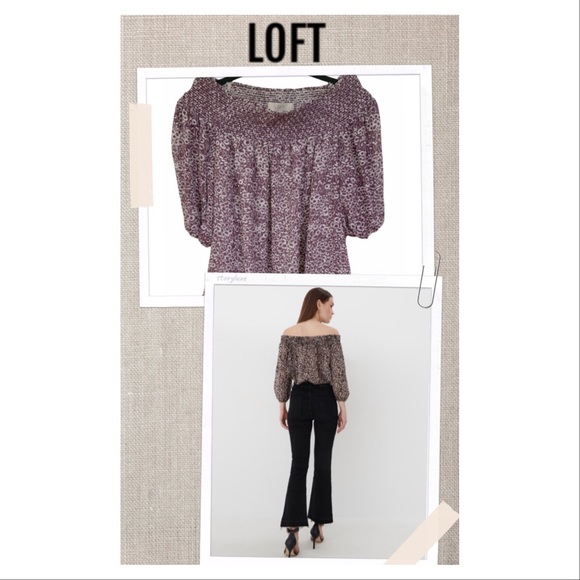 LOFT Blouse Peasant off-on-the shoulder Floral blouse Size XS - Picture 8 of 8